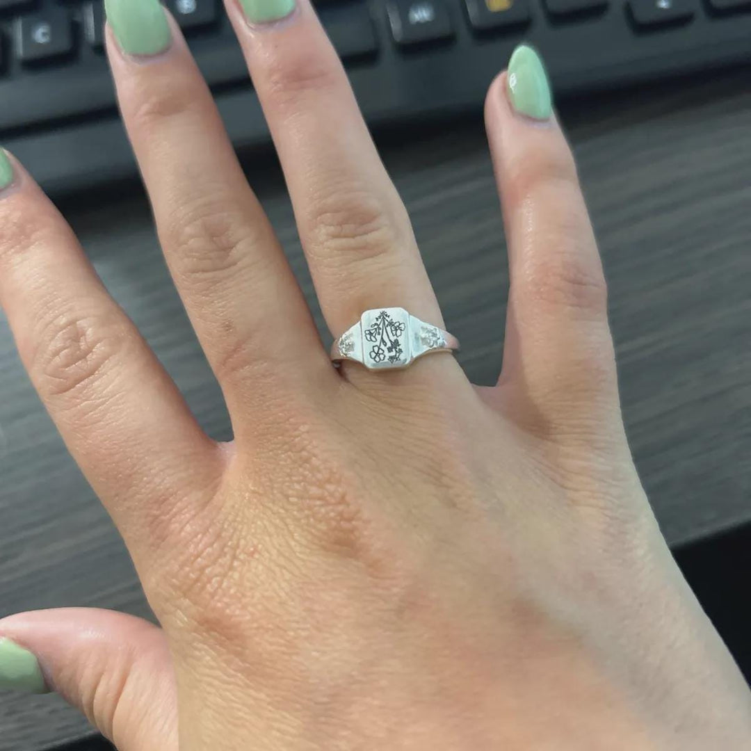 Multiple Birth Flower Ring, Combined Birth Flower Ring, Family Ring, Mother Ring, Mom Jewelry, Ring For Mom, Birthday Gift, Bridesmaid Gifts