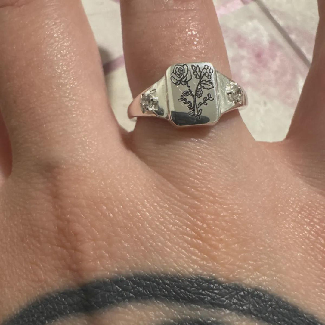 Multiple Birth Flower Ring, Combined Birth Flower Ring, Family Ring, Mother Ring, Mom Jewelry, Ring For Mom, Birthday Gift, Bridesmaid Gifts