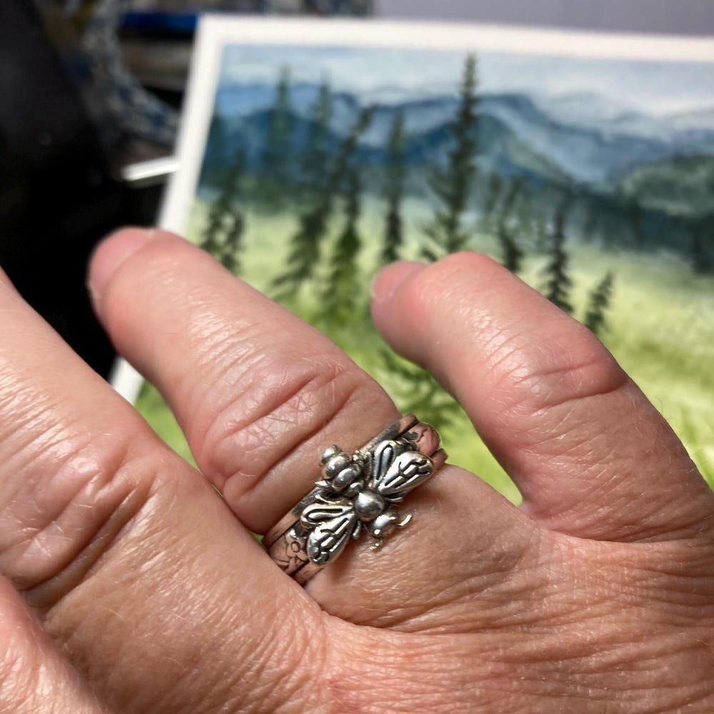 Bee spinner Ring, 925 sterling silver Ring, Statement Ring, Fidget Ring, Women Ring, Honey Bee Ring, Anxiety Rings, Meditation Spinner Rings