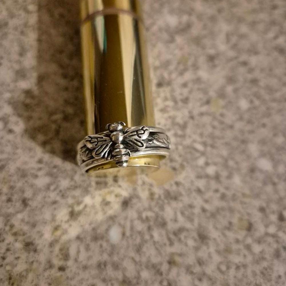 Bee spinner Ring, 925 sterling silver Ring, Statement Ring, Fidget Ring, Women Ring, Honey Bee Ring, Anxiety Rings, Meditation Spinner Rings