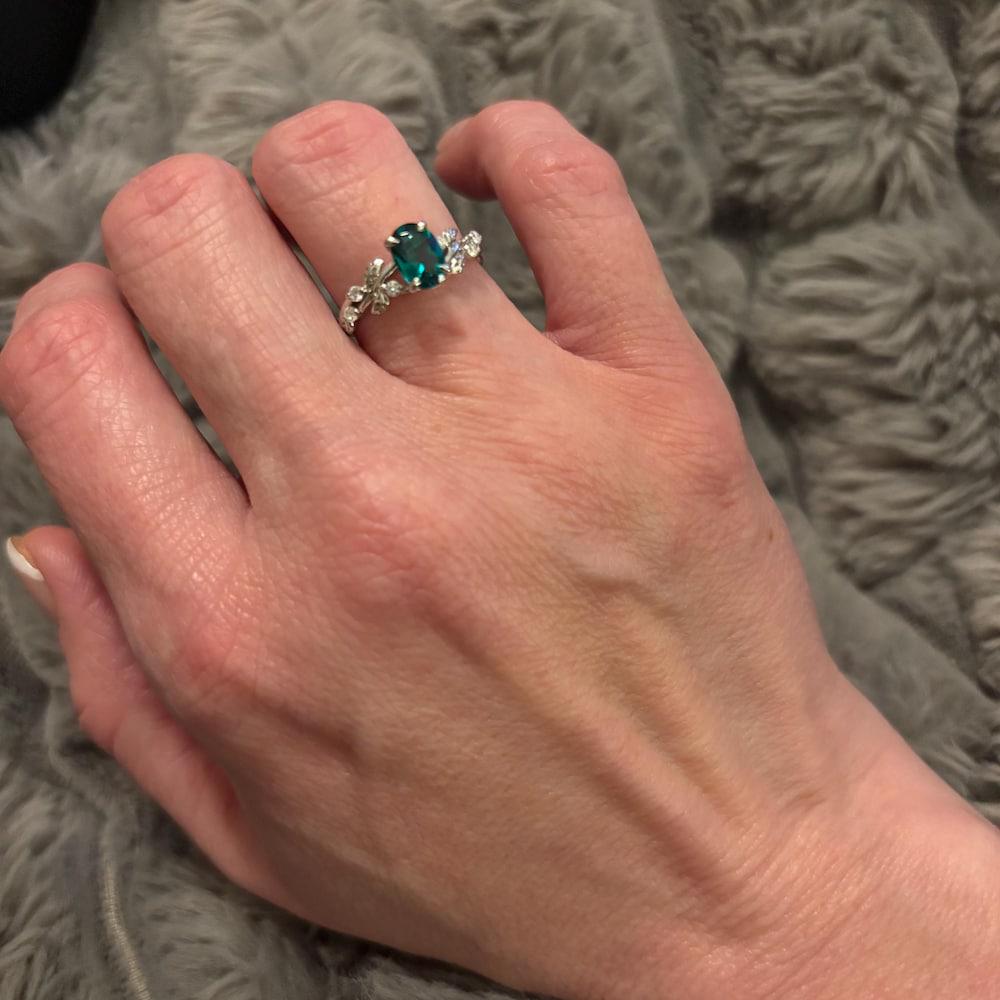 Handmade Silver Ring for Women Moss Agate Ring for Her Leaf Nature Gift for Wife Dainty Real Moss Agate Ring