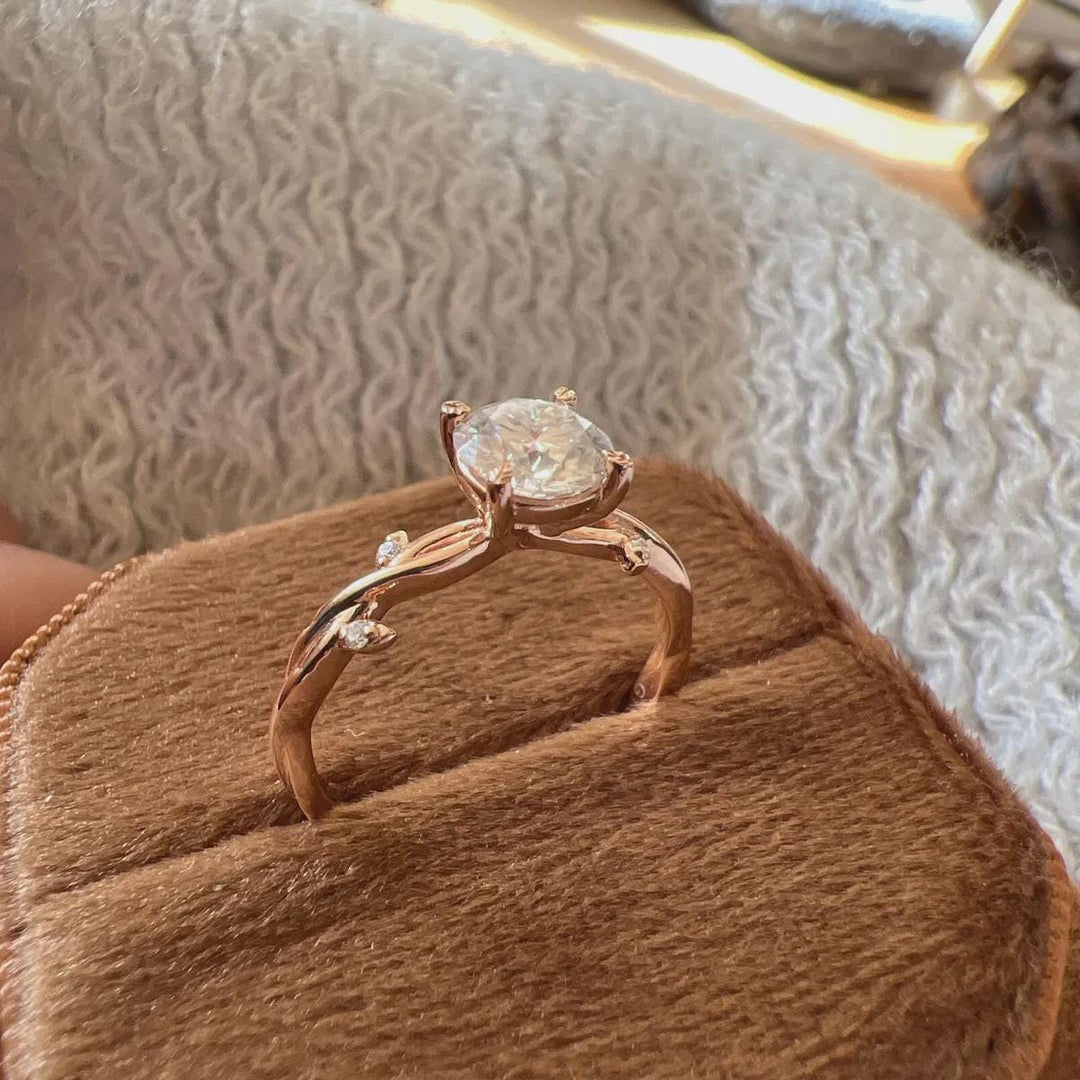 Nature Inspired Diamond Engagement Rings - Branch and Leaf Diamond Engagement Rings, Twig Branch & Leaf Wedding Rings, Twig Engagement Rings