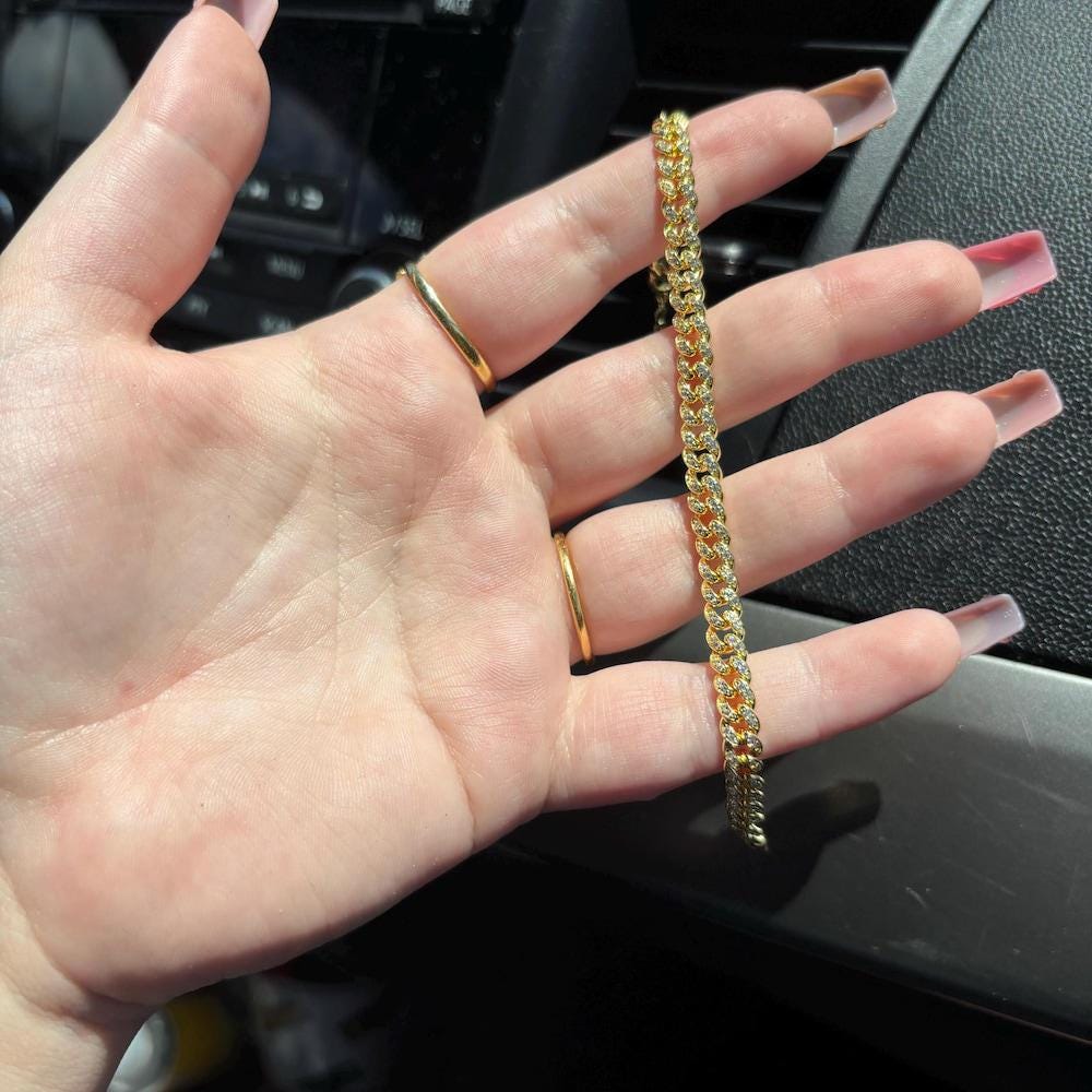 Chain Bracelet, Cuban Link Bracelet, Pave Cuban Link, Miami Curb Chain Bracelet, Gold Chain Bracelet, Gold Bracelet, Gift for Her, Bracelet