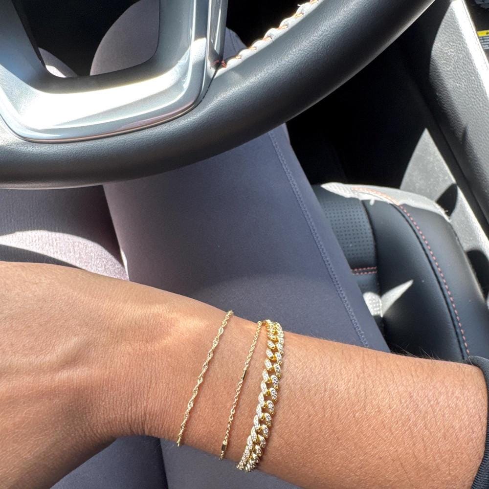 Chain Bracelet, Cuban Link Bracelet, Pave Cuban Link, Miami Curb Chain Bracelet, Gold Chain Bracelet, Gold Bracelet, Gift for Her, Bracelet