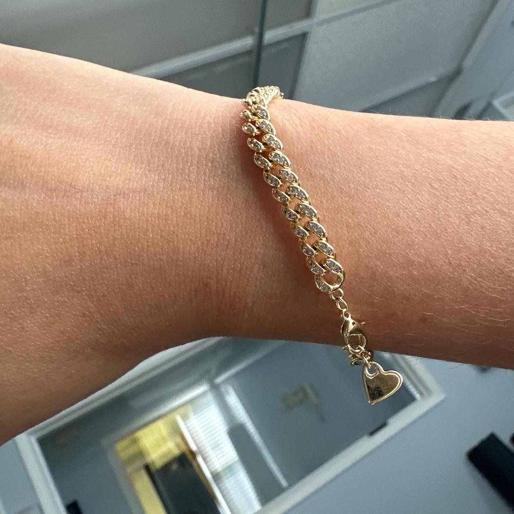 Chain Bracelet, Cuban Link Bracelet, Pave Cuban Link, Miami Curb Chain Bracelet, Gold Chain Bracelet, Gold Bracelet, Gift for Her, Bracelet