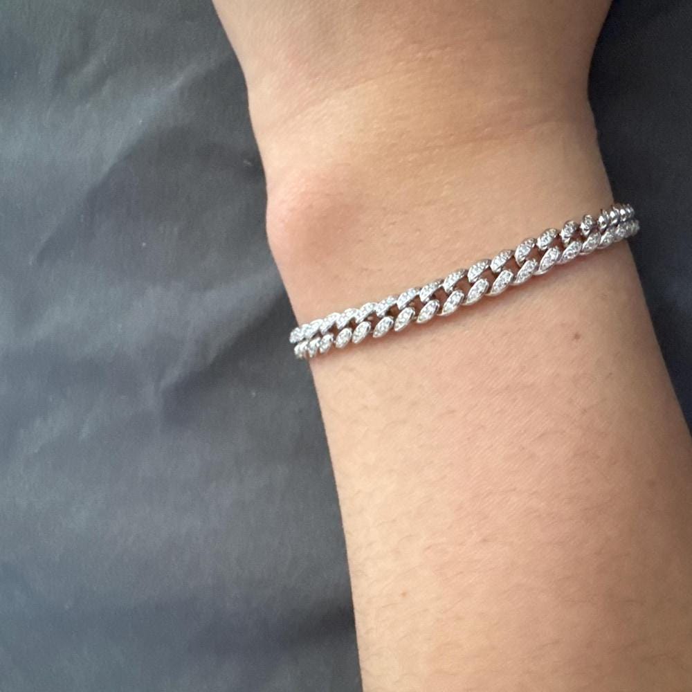 Chain Bracelet, Cuban Link Bracelet, Pave Cuban Link, Miami Curb Chain Bracelet, Gold Chain Bracelet, Gold Bracelet, Gift for Her, Bracelet
