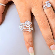 14K Gold Multi Link Connected Ring, Gold Linked Ring Set Statement Eternity Ring, Chunky Gold Connector Ring, Multi Link Connected Ring