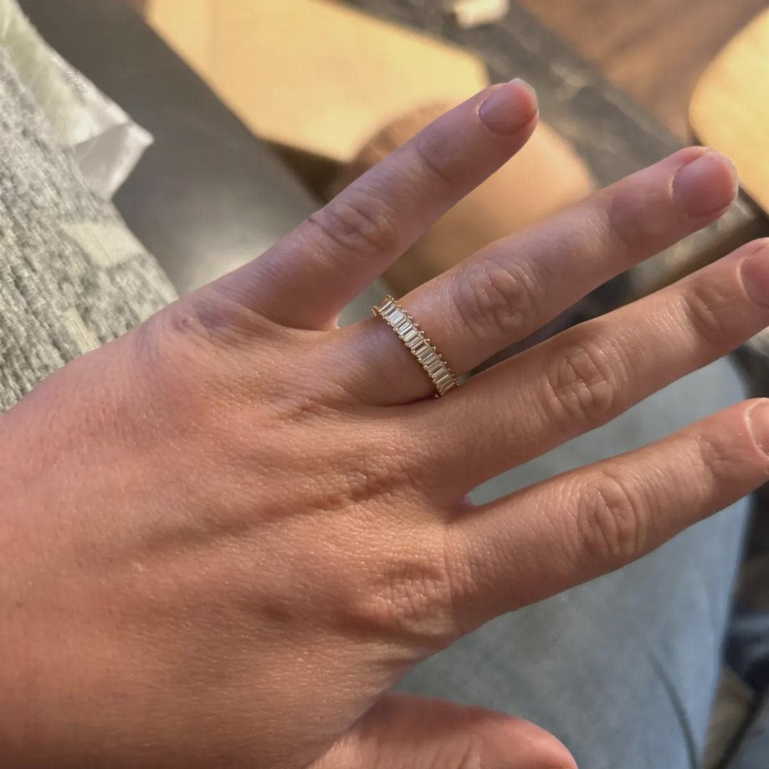 Baguette Ring, Diamond Eternity Band, Statement Ring, Eternity Ring, Engagement Ring, Promise Ring, Minimalist Ring, Gift For Wife