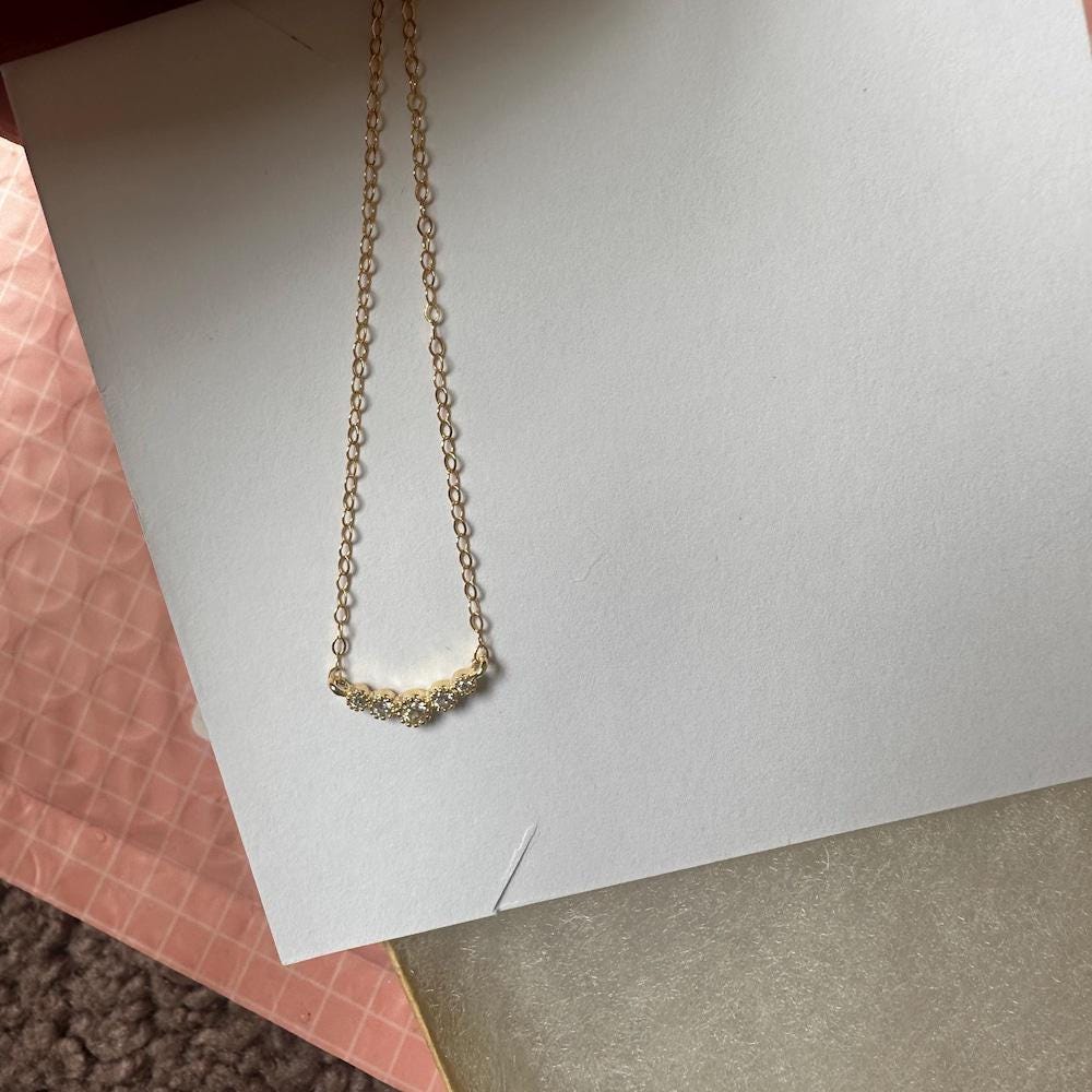 Tiny Gold Necklace, Dainty Gold Necklace, Gold necklace, CZ Necklace, Simple Necklace, Minimalist Necklace, Gifts for Her, Dainty Necklace