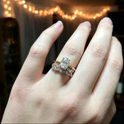 Diamond Wedding Ring with Marquise Diamond, Unique Jewelry, Marquise Cut Ring, Half Eternity Engagement Ring, Moissanite Lab Grown Diamond