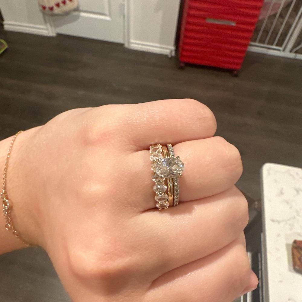 Oval Diamond Ring, Stacking Ring, Diamond Band, Wedding Band, Minimalist Ring, Dainty Ring, Stackable Ring, Gift for Her, CZ Rings for Women