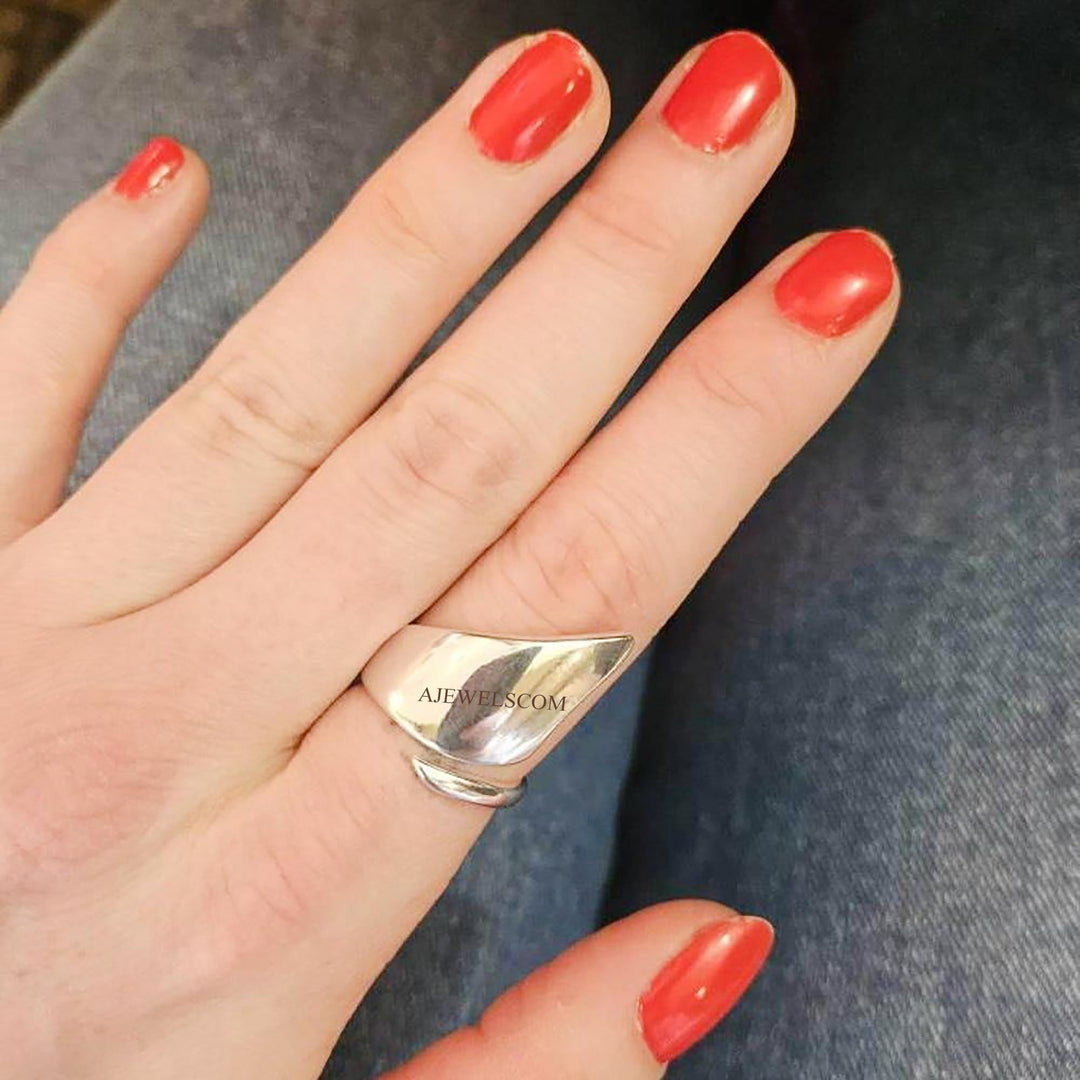 925 Sterling Silver Ring, Silver Wrap Ring, Wide Ring, Chunky Ring, Minimalist Ring, Trendy Ring, Abstract Geometric Rings, Adjustable Rings