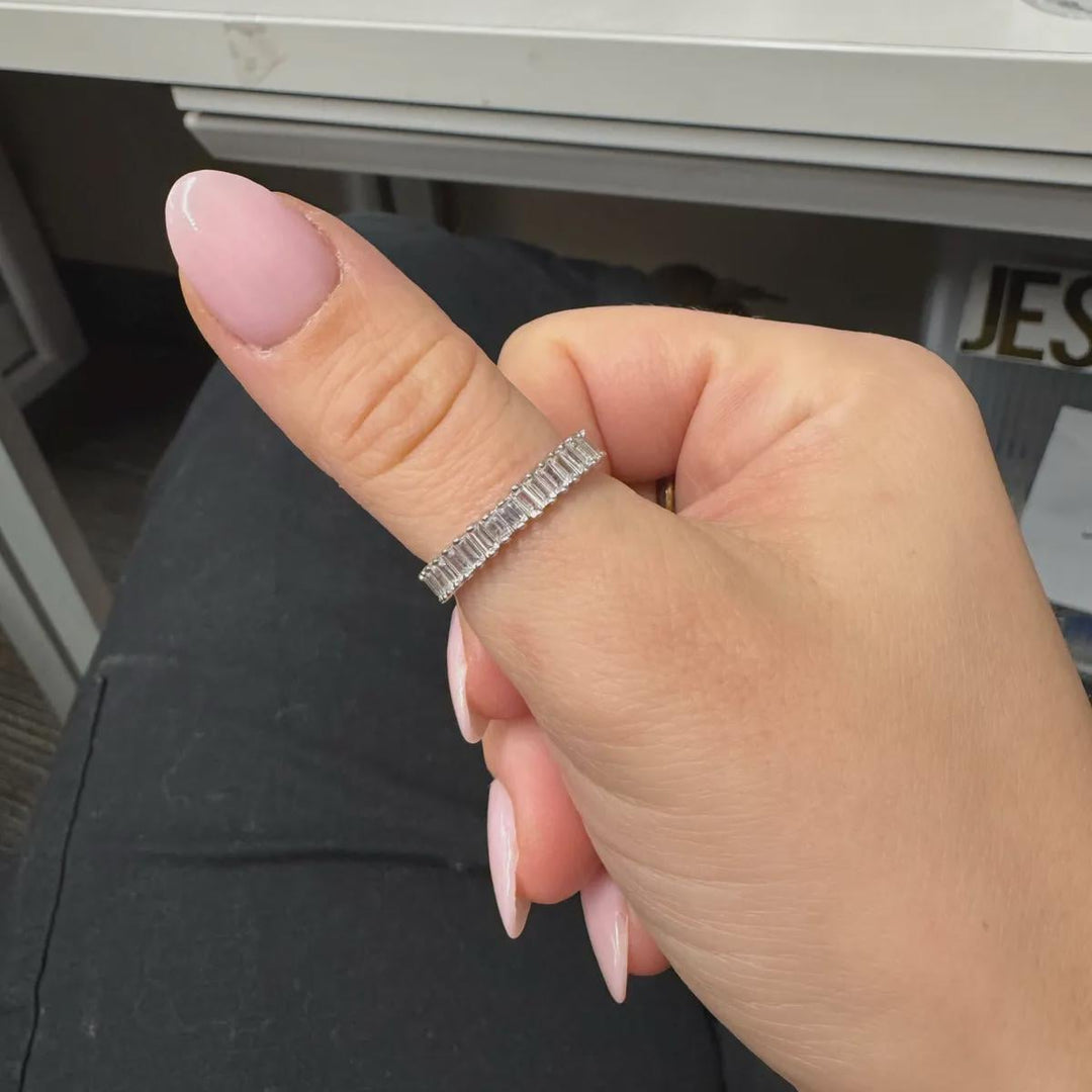 Baguette Ring, Diamond Eternity Band, Statement Ring, Eternity Ring, Engagement Ring, Promise Ring, Minimalist Ring, Gift For Wife