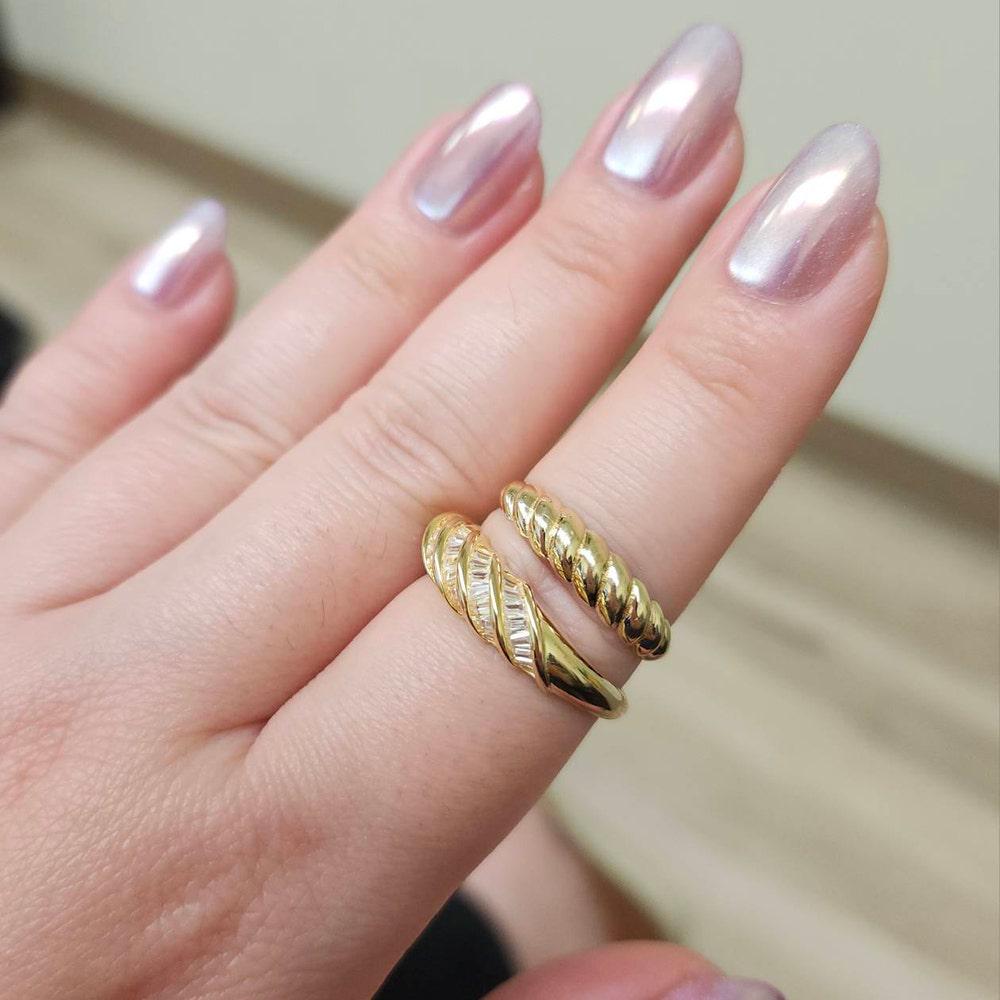 Baguette Ring, Twist Baguette Ring, Stacking Ring, Gold Ring, Croissant Ring, Sterling Silver Ring, Dome Ring, Dainty Ring, Minimalist Ring