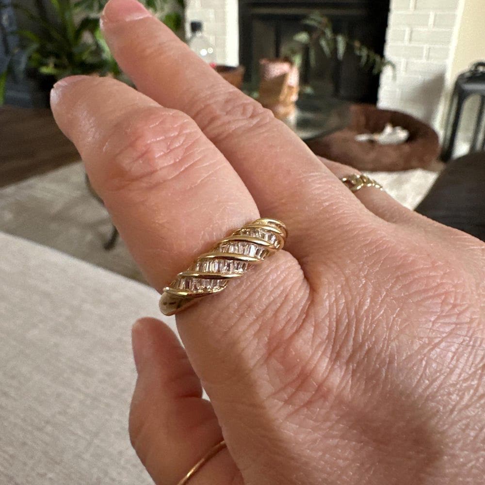 Baguette Ring, Twist Baguette Ring, Stacking Ring, Gold Ring, Croissant Ring, Sterling Silver Ring, Dome Ring, Dainty Ring, Minimalist Ring