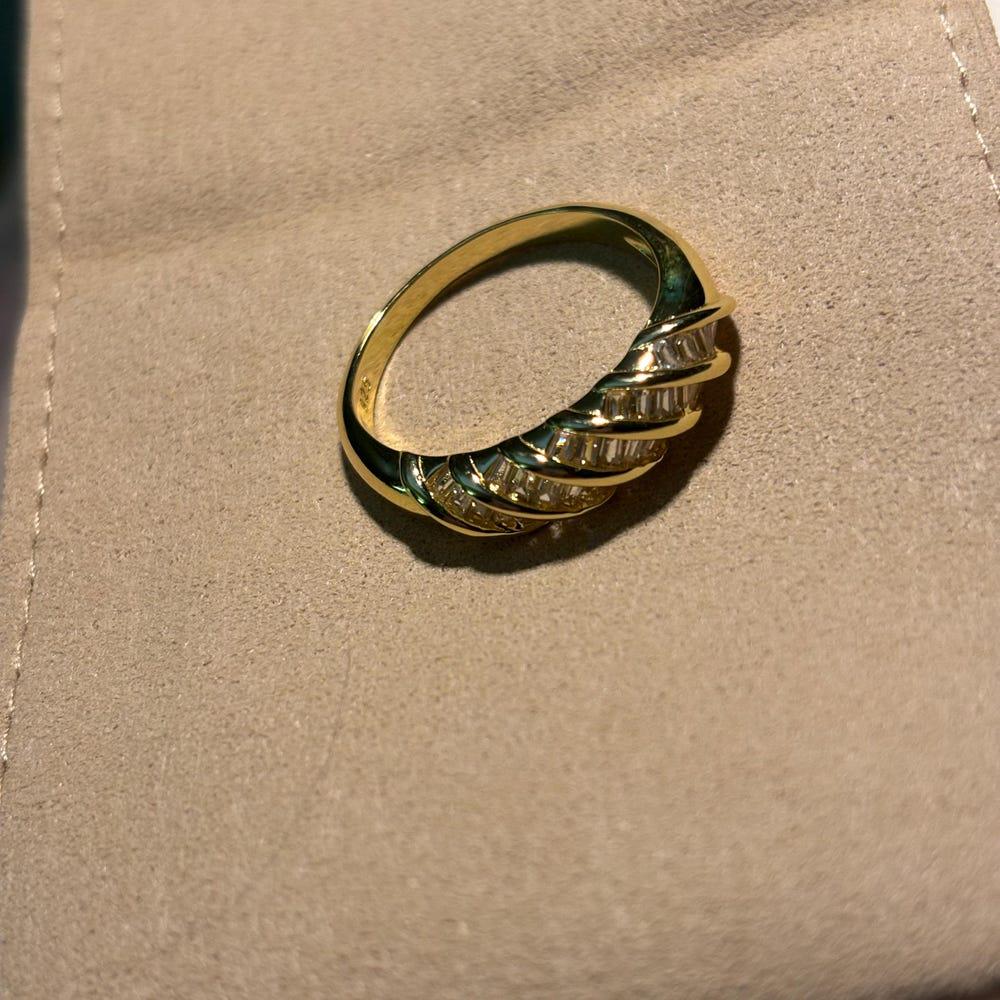 Baguette Ring, Twist Baguette Ring, Stacking Ring, Gold Ring, Croissant Ring, Sterling Silver Ring, Dome Ring, Dainty Ring, Minimalist Ring