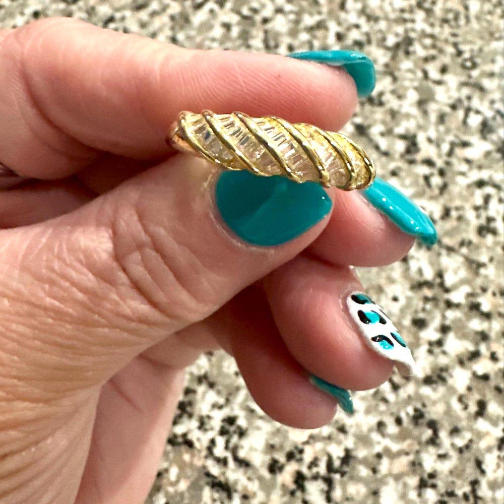 Baguette Ring, Twist Baguette Ring, Stacking Ring, Gold Ring, Croissant Ring, Sterling Silver Ring, Dome Ring, Dainty Ring, Minimalist Ring