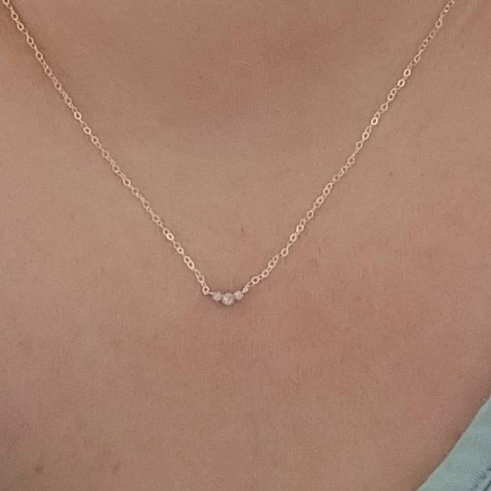Tiny Gold Necklace, Dainty Gold Necklace, Gold necklace, CZ Necklace, Simple Necklace, Minimalist Necklace, Gifts for Her, Dainty Necklace