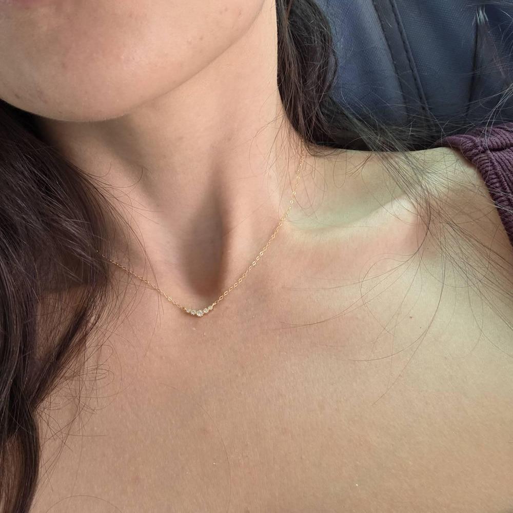 Tiny Gold Necklace, Dainty Gold Necklace, Gold necklace, CZ Necklace, Simple Necklace, Minimalist Necklace, Gifts for Her, Dainty Necklace