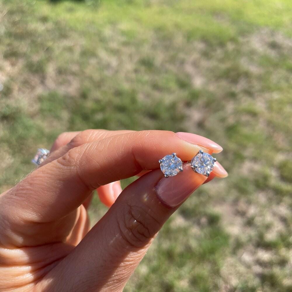 Gold Stud Earrings For Women - Daily Wear Earrings - Moissanite Stud Earrings Screw Back - Birthday Gifts Her - Graduations Gifts For Her